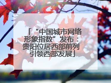 “中国城市网络形象指数”发布：贵阳位居西部前列 引领西部发展