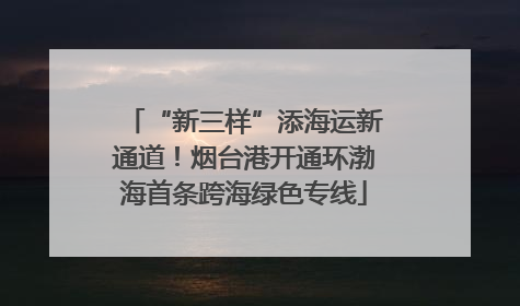 “新三样”添海运新通道！烟台港开通环渤海首条跨海绿色专线