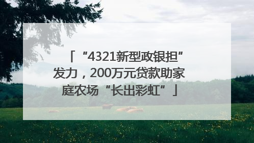 “4321新型政银担”发力，200万元贷款助家庭农场“长出彩虹”