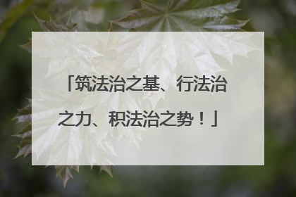 筑法治之基、行法治之力、积法治之势！