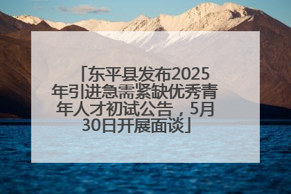 东平县发布2025年引进急需紧缺优秀青年人才初试公告，5月30日开展面谈