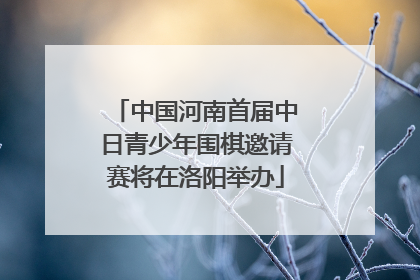 中国河南首届中日青少年围棋邀请赛将在洛阳举办