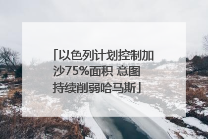 以色列计划控制加沙75%面积 意图持续削弱哈马斯