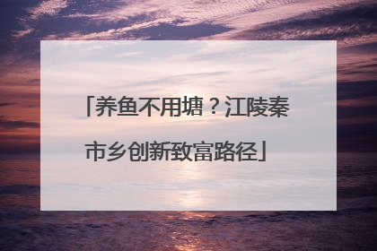 养鱼不用塘？江陵秦市乡创新致富路径