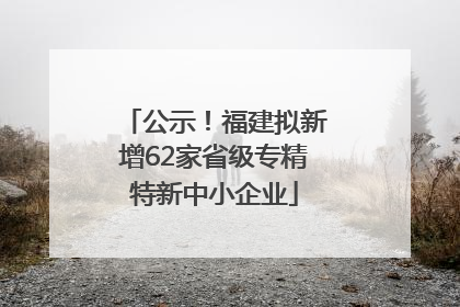公示！福建拟新增62家省级专精特新中小企业