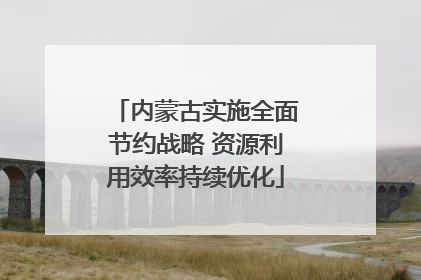 内蒙古实施全面节约战略 资源利用效率持续优化