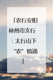 农行安阳林州市支行：太行山下“农”情涌