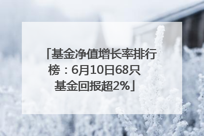基金净值增长率排行榜：6月10日68只基金回报超2%