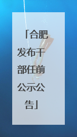 合肥发布干部任前公示公告