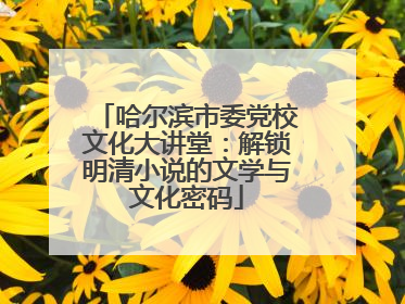 哈尔滨市委党校文化大讲堂：解锁明清小说的文学与文化密码