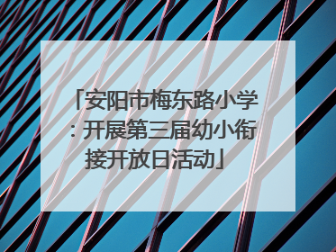 安阳市梅东路小学：开展第三届幼小衔接开放日活动