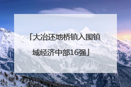 大冶还地桥镇入围镇域经济中部16强