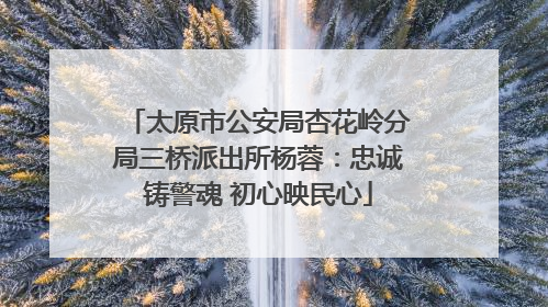 太原市公安局杏花岭分局三桥派出所杨蓉：忠诚铸警魂 初心映民心
