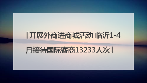 开展外商进商城活动 临沂1-4月接待国际客商13233人次