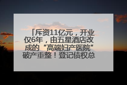 斥资11亿元，开业仅6年，由五星酒店改成的“高端妇产医院”破产重整！登记债权总额已超17亿元