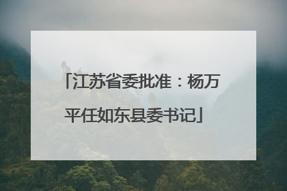 江苏省委批准：杨万平任如东县委书记