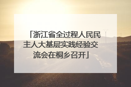 浙江省全过程人民民主人大基层实践经验交流会在桐乡召开