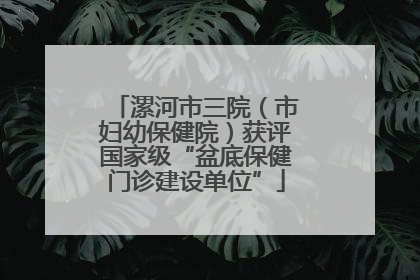 漯河市三院（市妇幼保健院）获评国家级“盆底保健门诊建设单位”
