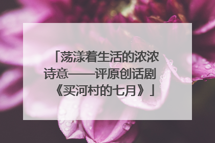 荡漾着生活的浓浓诗意——评原创话剧《买河村的七月》
