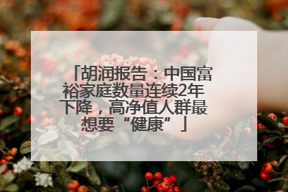 胡润报告：中国富裕家庭数量连续2年下降，高净值人群最想要“健康”