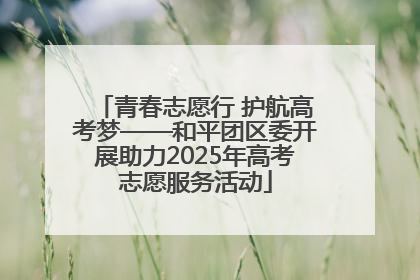 青春志愿行 护航高考梦——和平团区委开展助力2025年高考志愿服务活动
