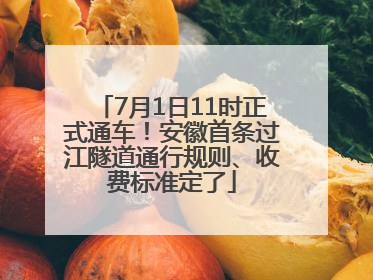 7月1日11时正式通车！安徽首条过江隧道通行规则、收费标准定了