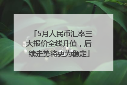 5月人民币汇率三大报价全线升值，后续走势将更为稳定